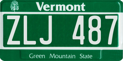 VT license plate ZLJ487