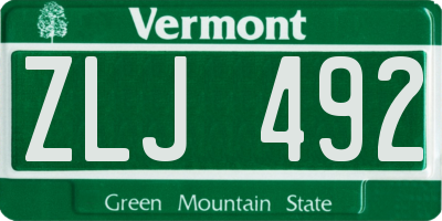 VT license plate ZLJ492