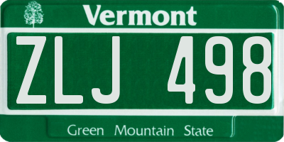 VT license plate ZLJ498