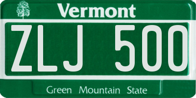 VT license plate ZLJ500