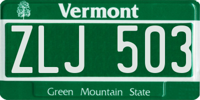 VT license plate ZLJ503