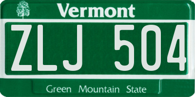 VT license plate ZLJ504