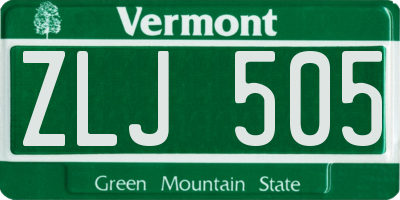 VT license plate ZLJ505