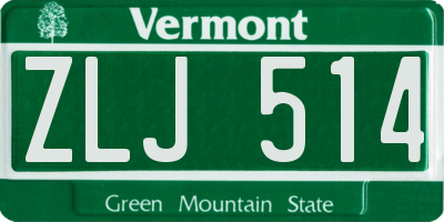 VT license plate ZLJ514