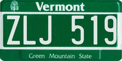 VT license plate ZLJ519