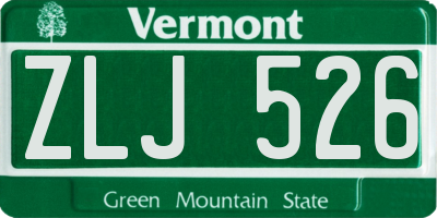 VT license plate ZLJ526