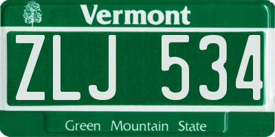 VT license plate ZLJ534