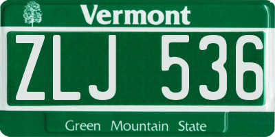 VT license plate ZLJ536