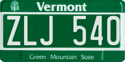 VT license plate ZLJ540