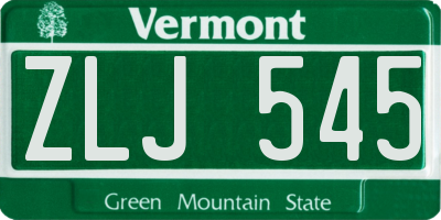 VT license plate ZLJ545