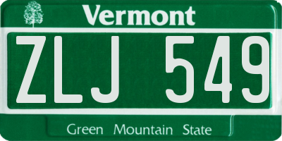 VT license plate ZLJ549