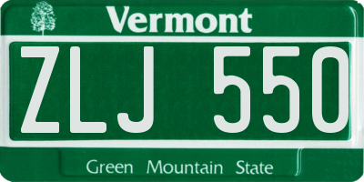 VT license plate ZLJ550