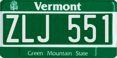 VT license plate ZLJ551
