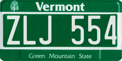 VT license plate ZLJ554