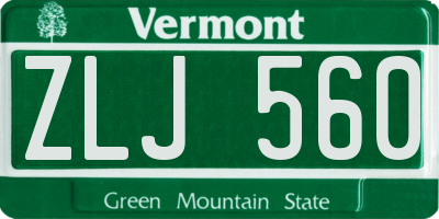 VT license plate ZLJ560