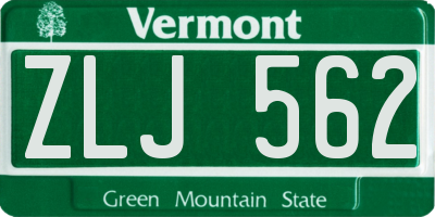 VT license plate ZLJ562