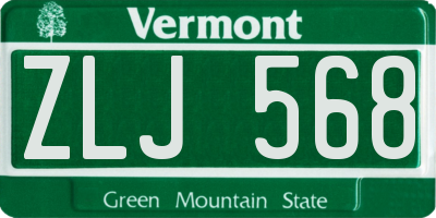 VT license plate ZLJ568