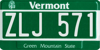VT license plate ZLJ571