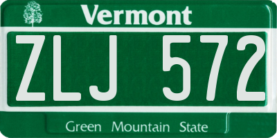 VT license plate ZLJ572