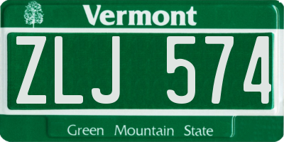 VT license plate ZLJ574