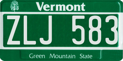 VT license plate ZLJ583