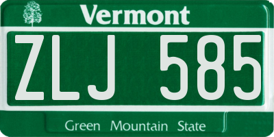 VT license plate ZLJ585