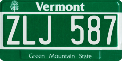 VT license plate ZLJ587