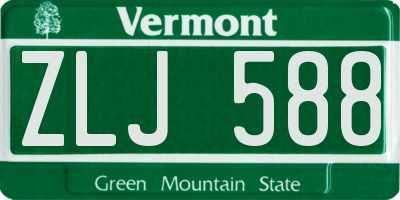 VT license plate ZLJ588