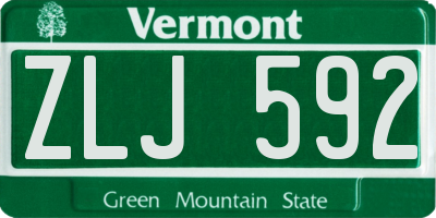 VT license plate ZLJ592