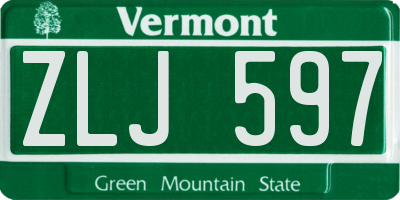 VT license plate ZLJ597