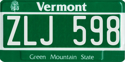 VT license plate ZLJ598