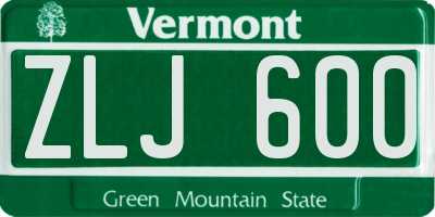 VT license plate ZLJ600