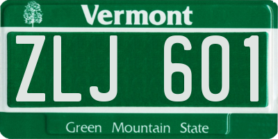 VT license plate ZLJ601