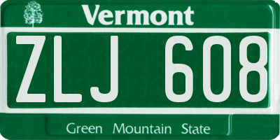 VT license plate ZLJ608