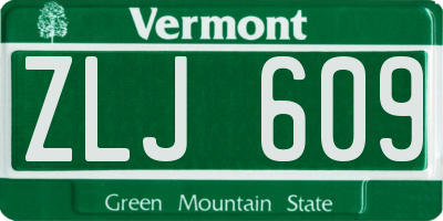 VT license plate ZLJ609