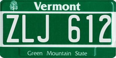 VT license plate ZLJ612