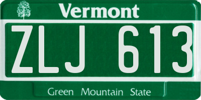 VT license plate ZLJ613