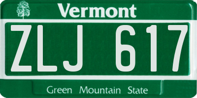 VT license plate ZLJ617
