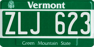 VT license plate ZLJ623