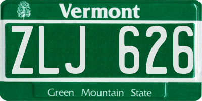 VT license plate ZLJ626