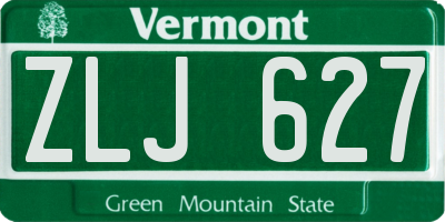 VT license plate ZLJ627