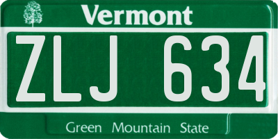 VT license plate ZLJ634
