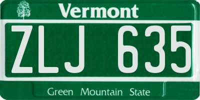 VT license plate ZLJ635