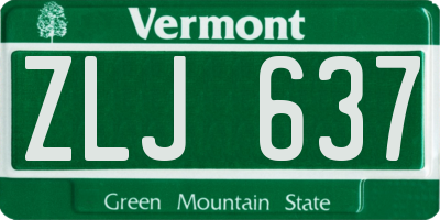 VT license plate ZLJ637