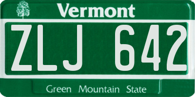 VT license plate ZLJ642