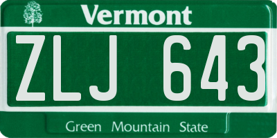 VT license plate ZLJ643