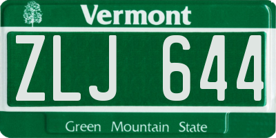 VT license plate ZLJ644