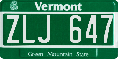 VT license plate ZLJ647