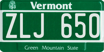 VT license plate ZLJ650