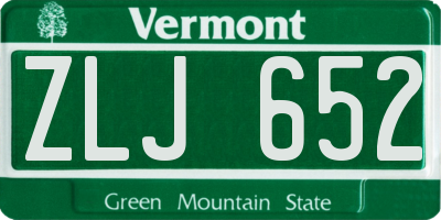 VT license plate ZLJ652